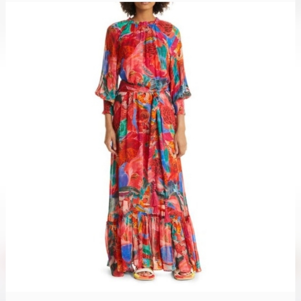 FARM RIO ANIMAL COLLAGE Maxi Dress**NO BELT*** - Picture 2 of 2